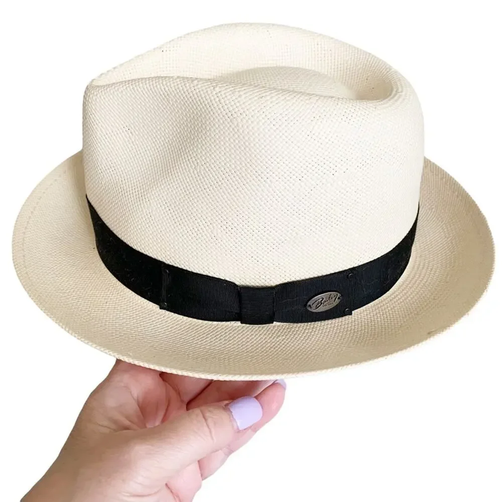 Bailey of Hollywood Guthrie Natural Shantung Straw Fedora Small NWOT - Picture 1 of 8